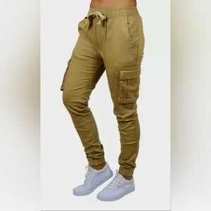 $45 Jump Start Women's Loose Fit Cotton Flex Stretch Cargo Jogger Pants